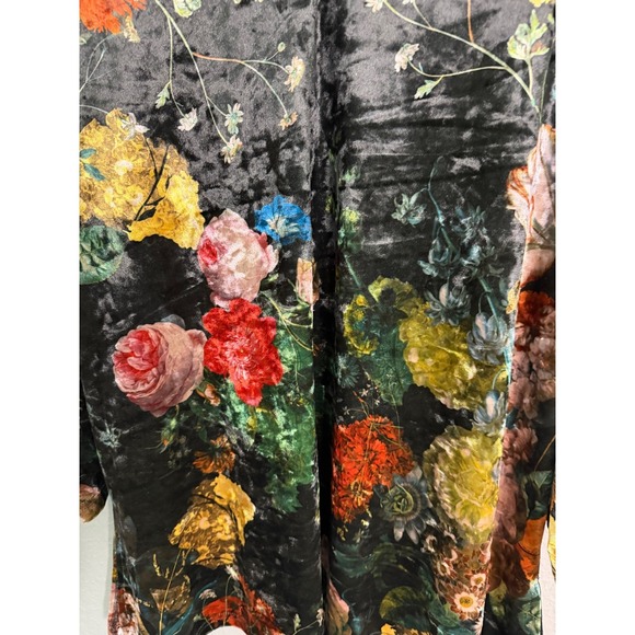Calessa Tunic Top 1X Bright Floral black Velvet Burnout Stretch Boho Hippie - Picture 3 of 9